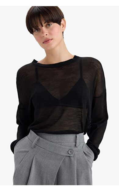 DeFacto Relax Fit Bisiklet Yaka Kazak