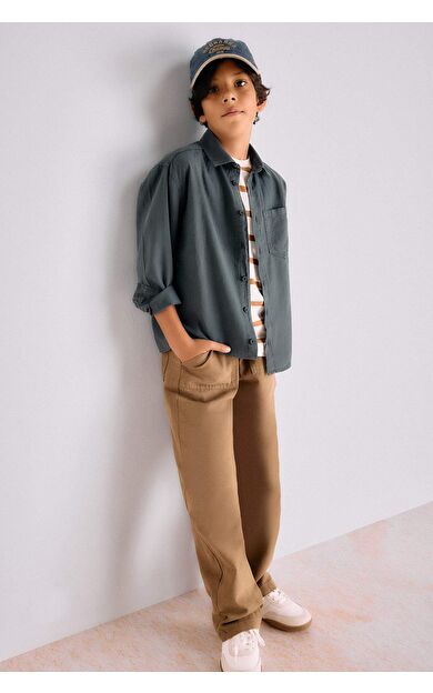 Erkek Çocuk Loose Fit Standart Paça Gabardin Pantolon G1865A825AUBN360
