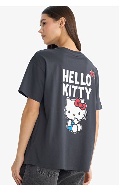 DeFacto Hello Kitty Oversıze Baskılı Kısa Kollu Tişört