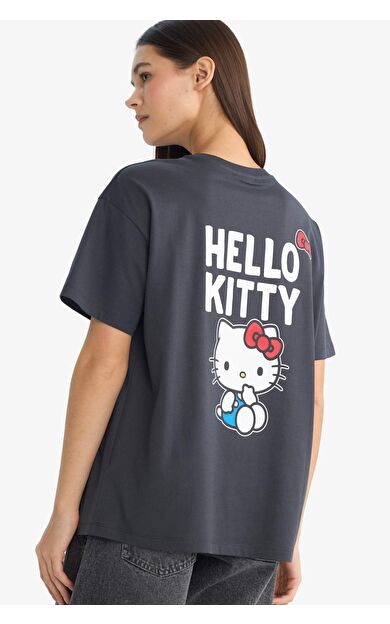 DeFacto Hello Kitty Oversıze Baskılı Kısa Kollu Tişört