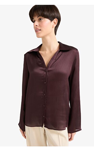 DeFacto Regular Fit Saten Uzun Kollu Gömlek G1924AX25AUBN277