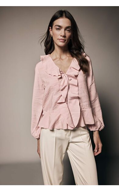 Regular Fıt V Yaka Modal Uzun Kollu Bluz