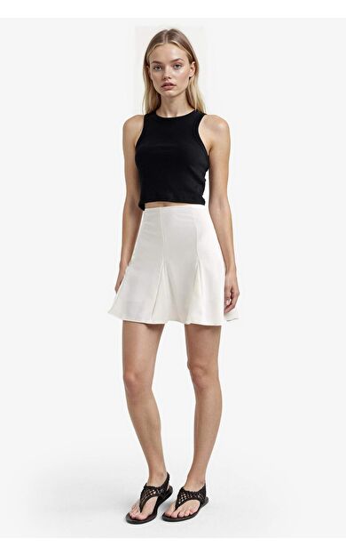 Coool A Kesim Normal Bel Penye Astar Krep Mini Etek