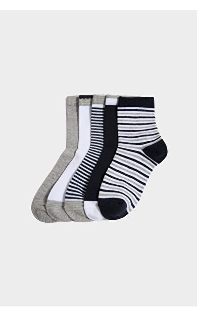 Erkek Çocuk Baskılı 5'li Pamuklu Uzun Çorap