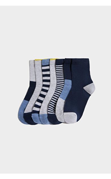 Erkek Çocuk Baskılı 7'li Pamuklu Uzun Çorap