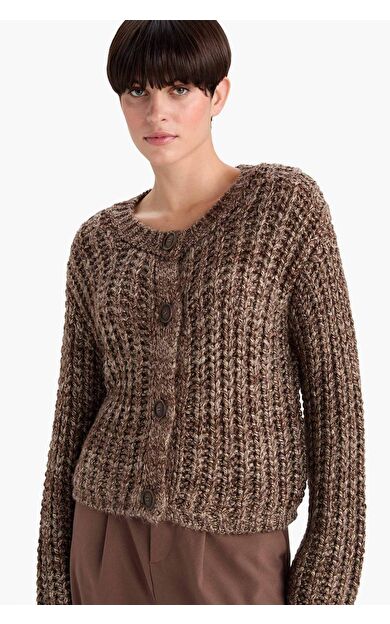 Oversize Geniş Kalıp Bisiklet Yaka Triko Hırka