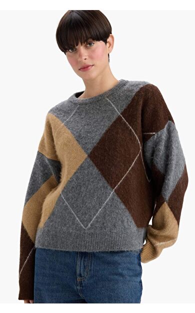 DeFacto Relax Fit Bisiklet Yaka Kazak