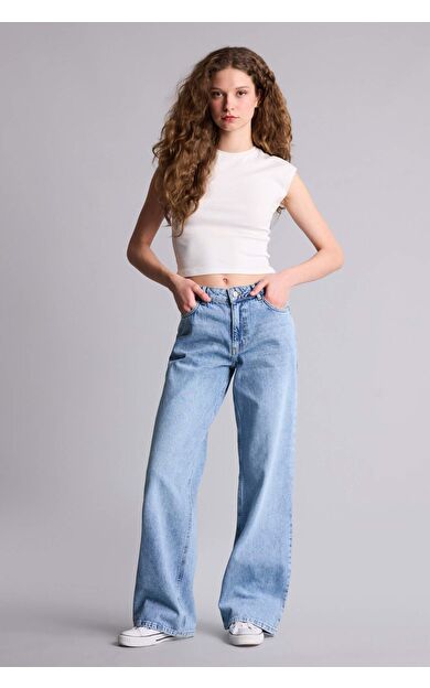DeFacto Low Rıse Wıdeleg Düşük Bel Uzun Jean Yıkamalı Pantolon