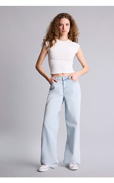DeFacto Low Rıse Wıdeleg Düşük Bel Uzun Jean Yıkamalı Pantolon