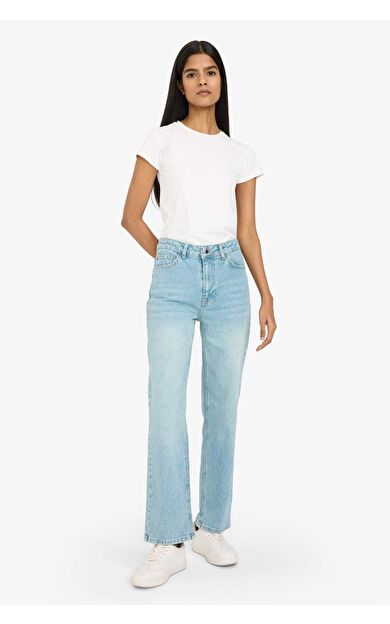 Comfort Straight Normal Bel Bilek Boy Jean Yıkamalı Pantolon