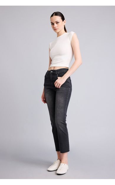 DeFacto Crop Flare Fit Orta Bel Kısa Çan Paça Jean Pantolon