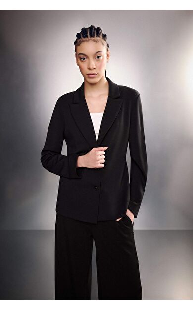 DeFacto Standart Fıt Ceket Yaka Blazer Ceket