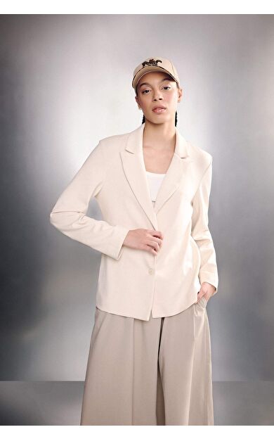 DeFacto Standart Fıt Ceket Yaka Blazer Ceket