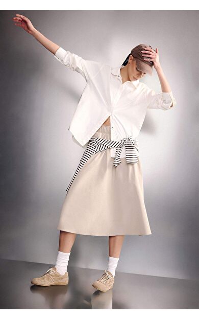 DeFacto Standart Fıt Dokuma Etek