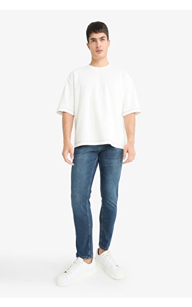 DeFacto Pedro Slim Fit Dar Kalıp Normal Bel Dar Paça Jean Pantolon