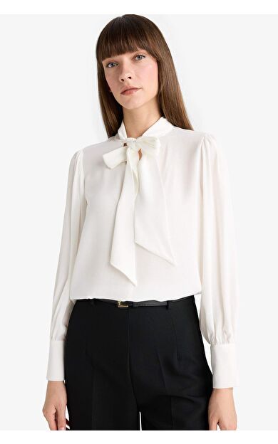 Regular Fit Fiyonk Yaka Maroken Uzun Kollu Gömlek