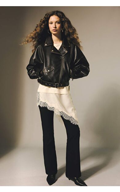 Flare Fıt Fermuarlı Normal Bel Standart Boy Bengalin Pantolon