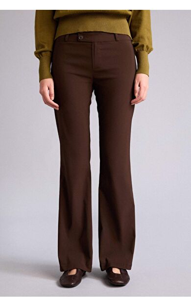 Flare Fıt Fermuarlı Normal Bel Standart Boy Bengalin Pantolon