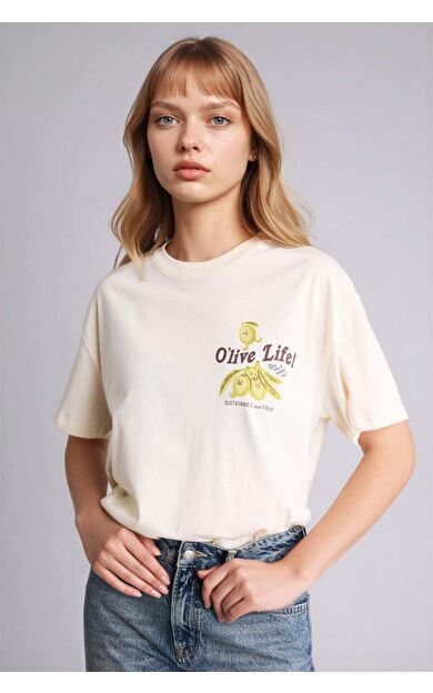 DeFacto Oversıze Baskılı Kısa Kollu Tişört