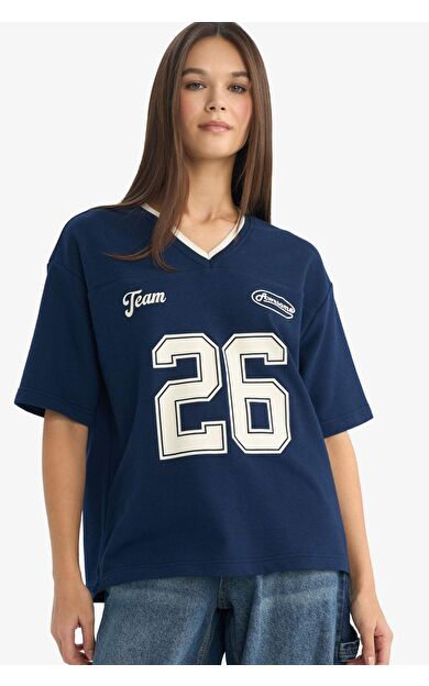 DeFacto Oversıze Baskılı Kısa Kollu Tişört