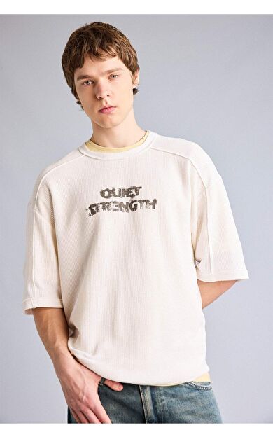 %100 Pamuk Boxy Fit Baskılı Tişört