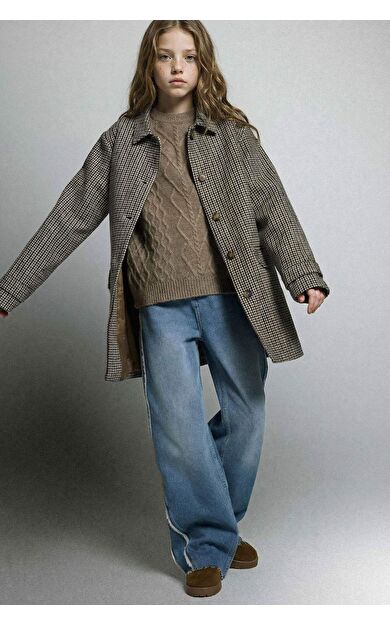 Kız Çocuk Gömlek Yaka Mont