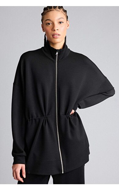 Long  Fıt Dik Yaka Modal Hırka