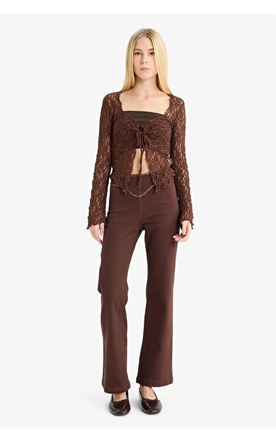 DeFacto Coool Flare Fit Normal Bel Gabardin Pantolon