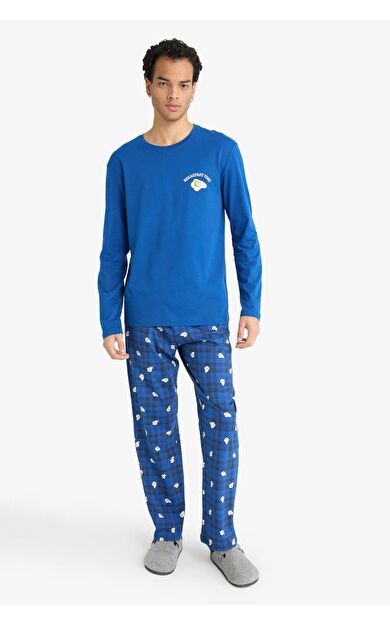 Pijama Takımı Regular Fit Baskılı Uzun Kollu Üst Desenli Uzun Alt