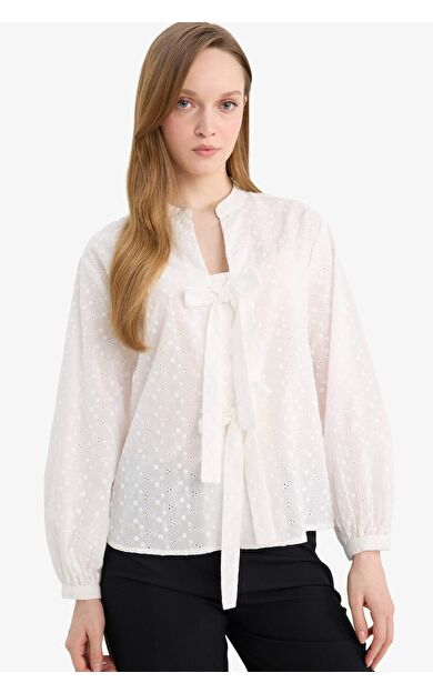 DeFacto Regular Fıt Brode Uzun Kollu Tunik