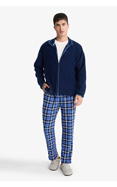 DeFacto Regular Fit Cepli Polar Kareli Pijama Altı G2730AX25WNBE514
