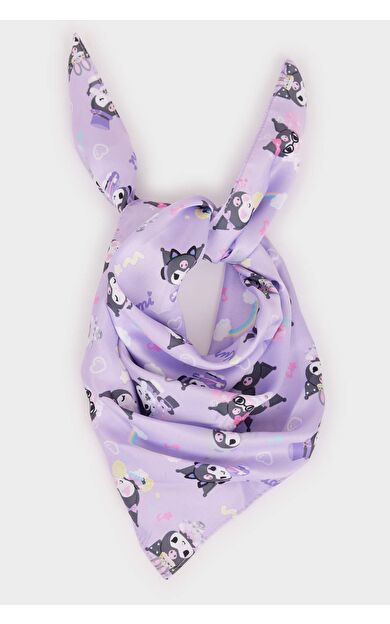 Kız Çocuk Kuromi Desenli Saten Şal