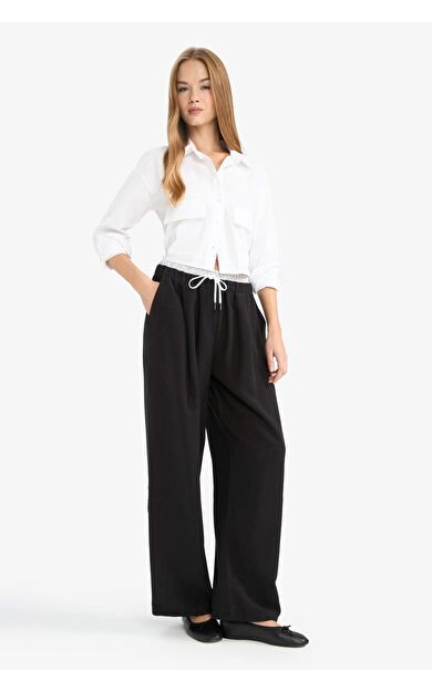 DeFacto Baggy Fit Çift Cepli Normal Bel Standart Boy Tensel Pantolon G2870AX25AUBK27