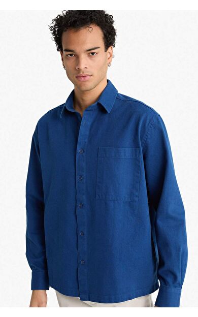 Boxy Fit Dokuma Uzun Kollu Gömlek