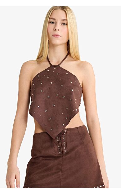 Coool Fitted Süet Kolsuz Bluz