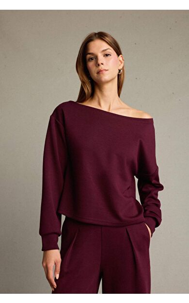 Kayık Yaka Modal Sweatshirt G2914AX25AUBR115