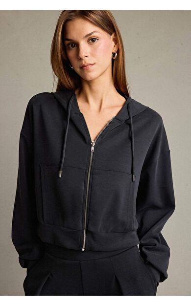 Kapüşonlu Modal Fermuarlı Sweatshirt G2915AX25AUAR225