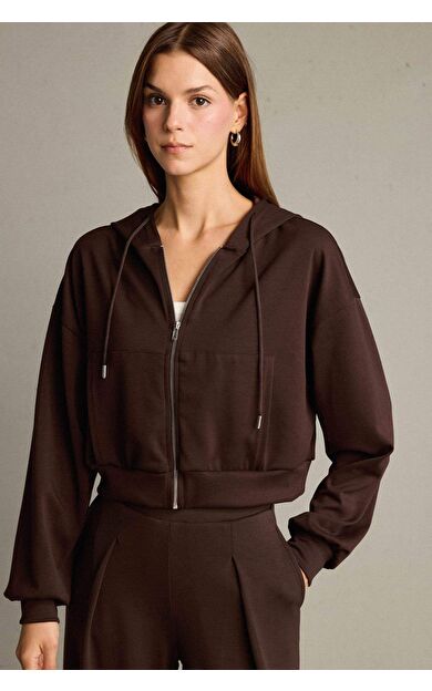 Kapüşonlu Modal Fermuarlı Sweatshirt G2915AX25AUBN336
