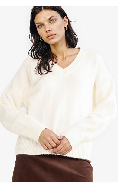 Oversize Geniş Kalıp V Yaka Kazak