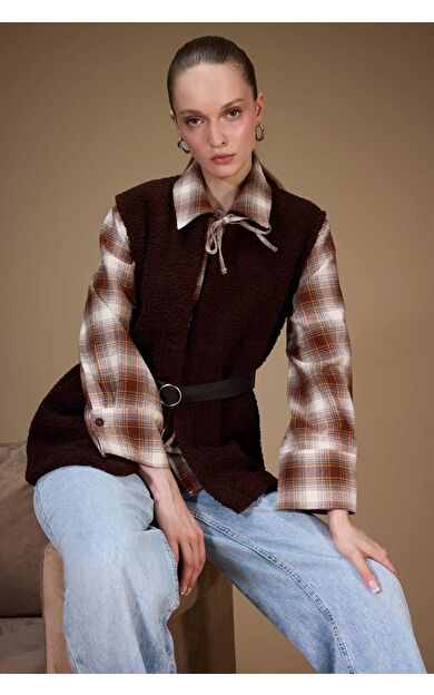 Regular Fit Bisiklet Yaka İçi Yumuşak Tüylü Pelüş Hırka