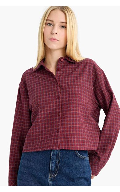 Overshirt Fit Dokulu Uzun Kollu Gömlek