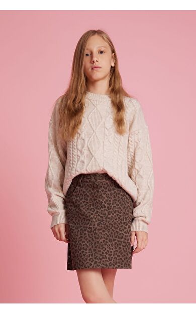 DeFacto Kız Çocuk Loose Fit Bisiklet Yaka Kazak