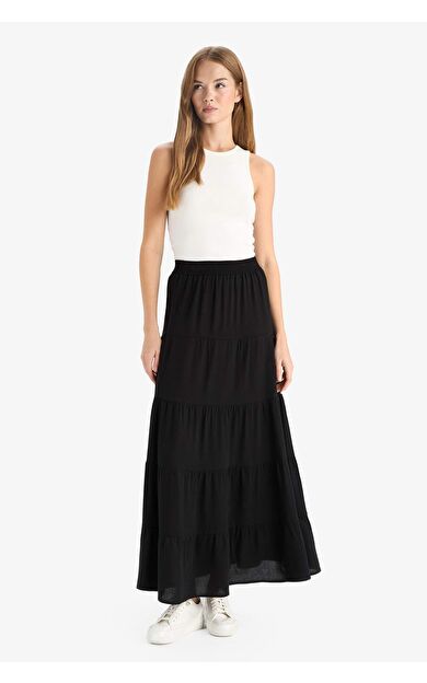 A Form Normal Bel Krinkıl Viskon Maxi Etek