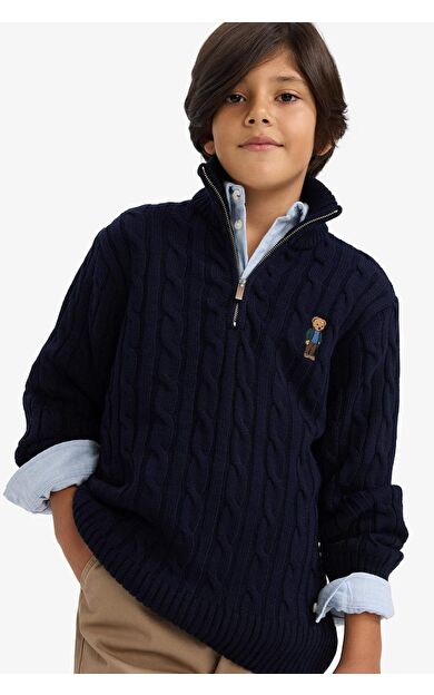 Erkek Çocuk Regular Fit Yarım Fermuarlı Kazak