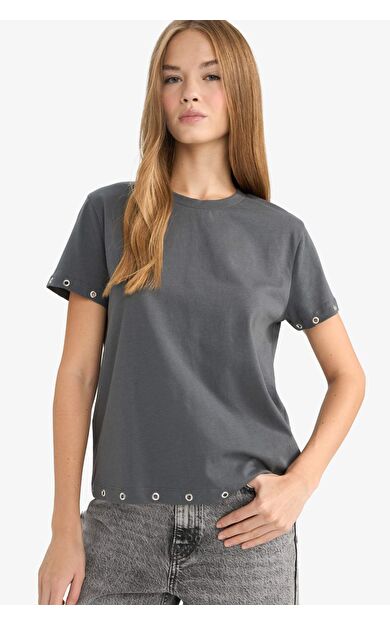 Loose Fit Bisiklet Yaka Kısa Kollu Tişört