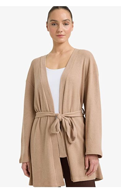 DeFacto Regular Fit Wrap Yaka Welsoft Pelüş Uzun Kollu Sabahlık