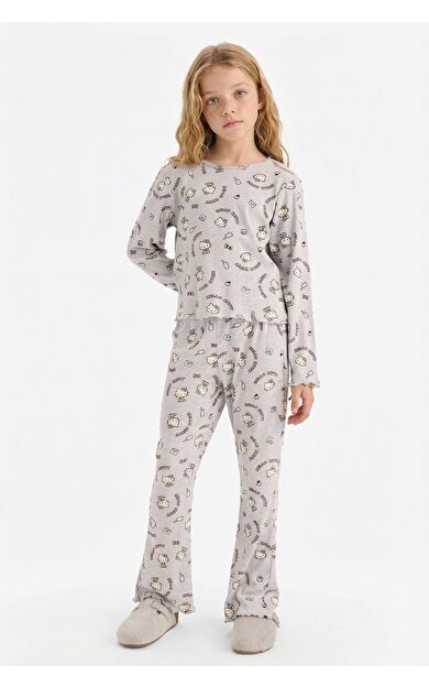 DeFacto Kız Çocuk Hello Kitty Wide Leg Fitilli Kaşkorse 2'li Pijama Takımı