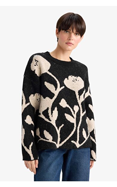 Oversize Geniş Kalıp Bisiklet Yaka Triko Kazak