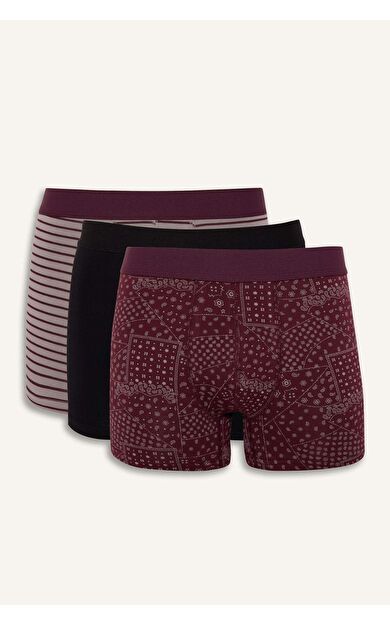 Regular Fit Şal Desenli 3'lü Boxer