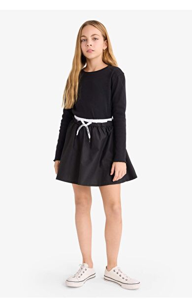 Kız Çocuk Beli Lastikli Twill Etek